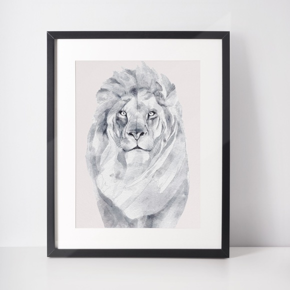 Watercolor Lion Portrait Wall Art Illustration Print Poster Unframed - Picture 2 of 6